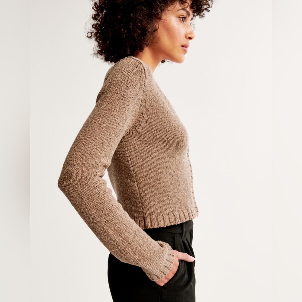 Abercrombie & Fitch Textural Cardigan in Brown Size Small - Picture 2 of 12